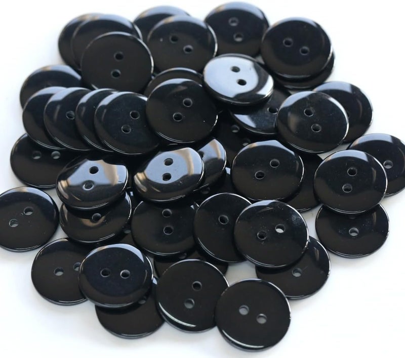 GANSSIA 150pcs 18mm (0.72 inch) Small Size Black Buttons for Sewing 2 Holes Button for Garments Sewing or DIY Crafts Scrapbooking - Image 1